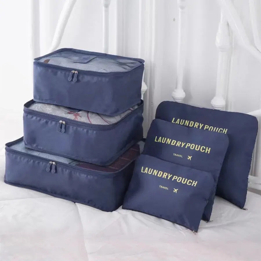 6Pcs Travel Clothes Storage Bags Set – Portable Luggage Organizer Pouch Packing Cube for Shoes and Clothes