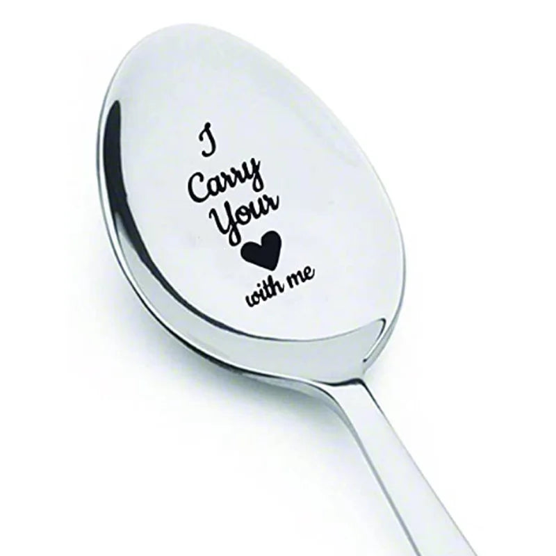 Valentine's Day Gift Stainless Steel Milk & Coffee Spoons – Love Letter Wedding Souvenirs & Anniversary Gift