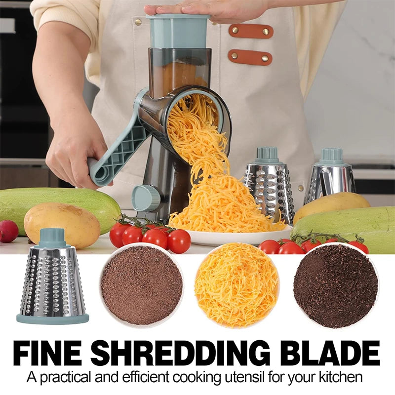 3-in-1 Rotary Cheese Grater & Vegetable Slicer