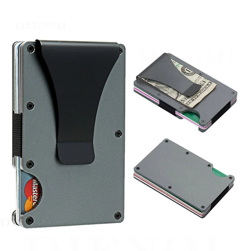 Slim RFID-Blocking Metal Wallet for Men - Front Pocket Wallet with Money Clip