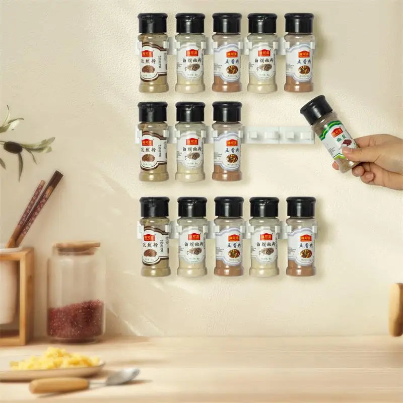 2pcs Plastic Kitchen Jar Rack – Wall-Mounted Spice Bottle Holder