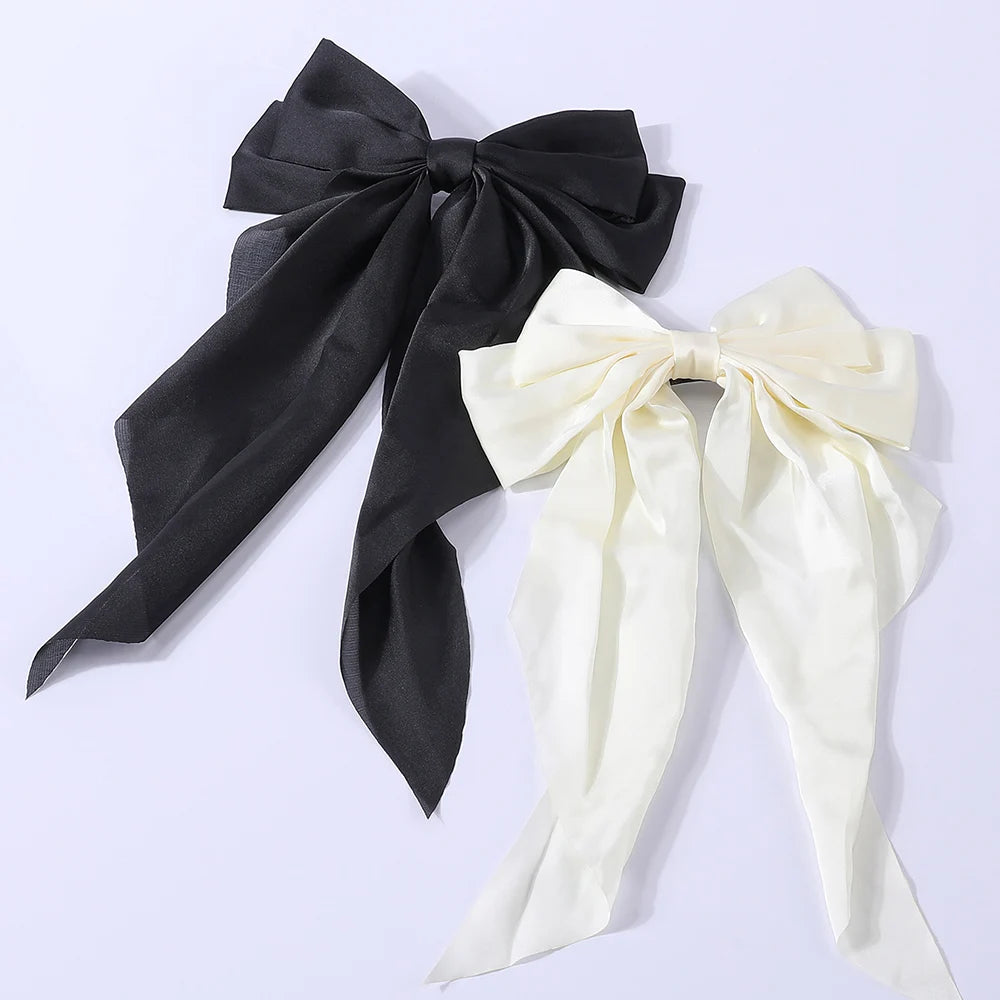 Elegant Bow Ribbon Hair Clip Set – Stylish Satin Hair Accessories