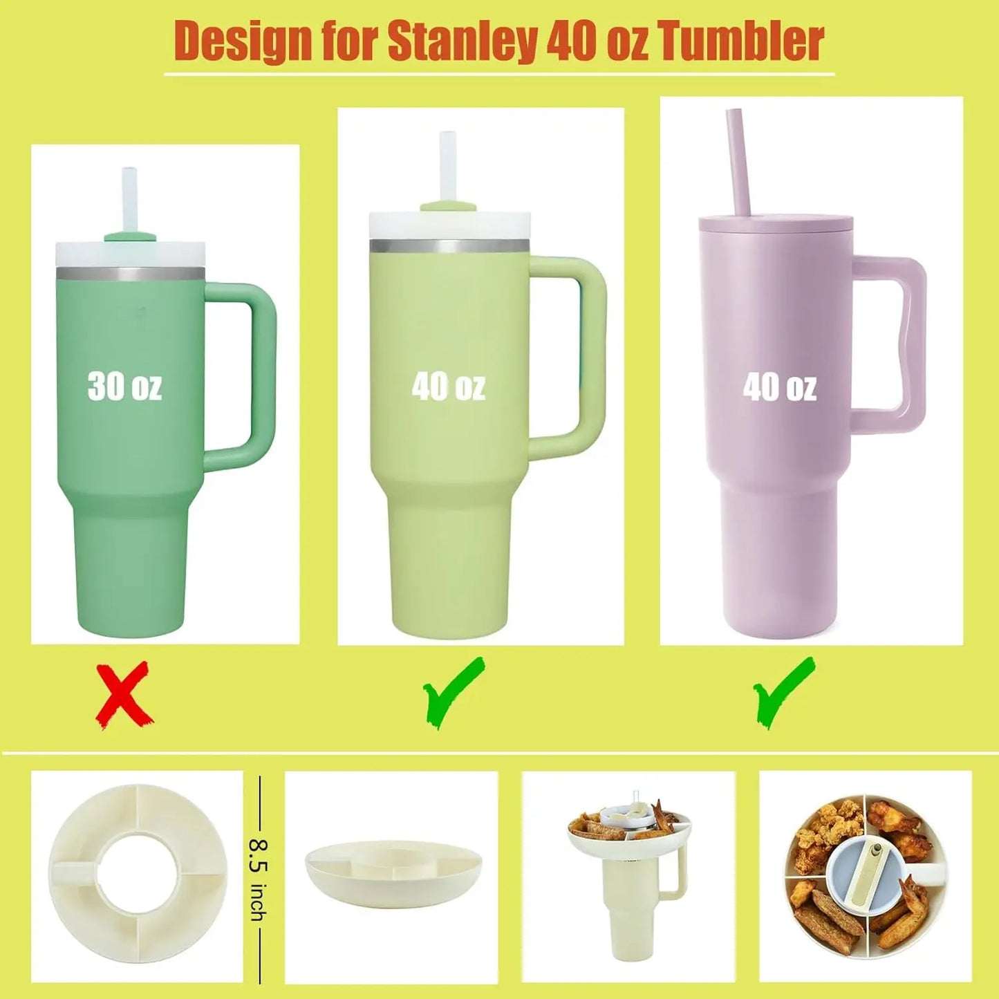 Snack Bowl for Stanley 40 oz Tumbler with Handle – Stanley Cup Accessory Snack Tray