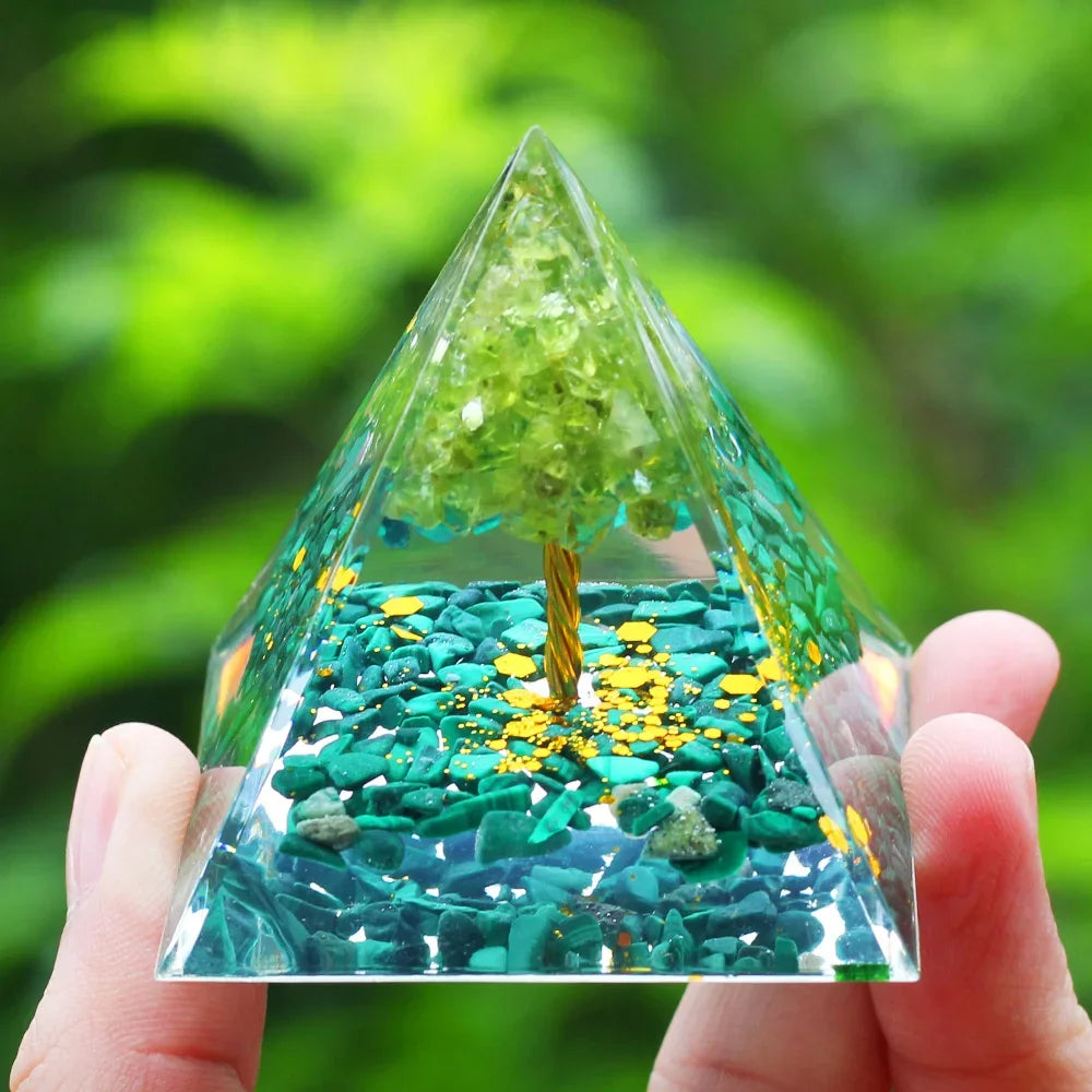 Energy Pyramid with Amethyst Ball – Orgonite Reiki Chakra Healing Crystal Craft