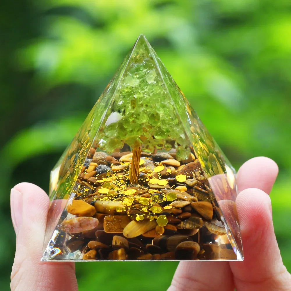 Energy Pyramid with Amethyst Ball – Orgonite Reiki Chakra Healing Crystal Craft