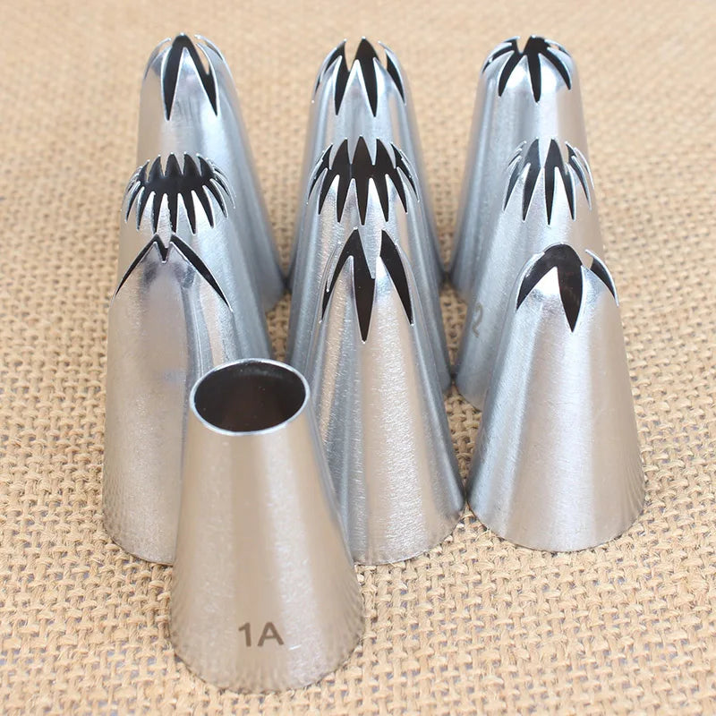 10pcs Stainless Steel Piping Nozzles Set