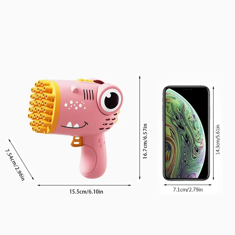 Dinosaur Bubble Machine – 40-Hole Electric Handheld Bubble Gun