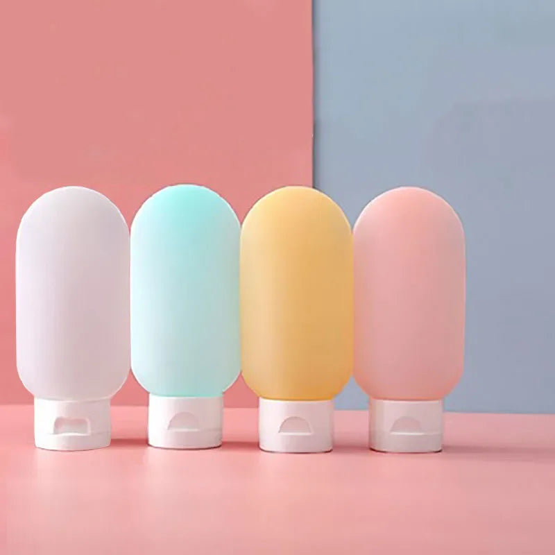 4Pcs/Set 60ml Refillable Silicone Lotion Bottles – Portable Travel Squeeze Tubes