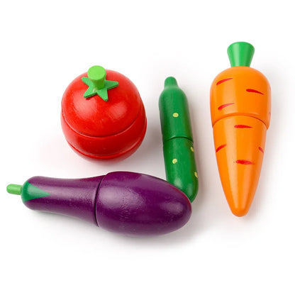 Wooden Pretend Play Cutting Fruits & Vegetables – Montessori Kitchen Toy