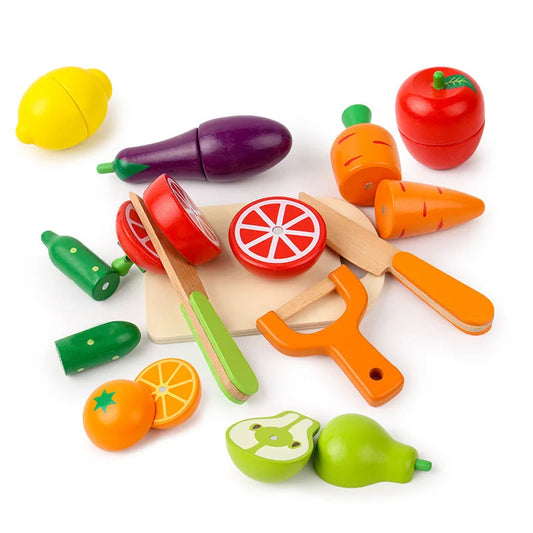 Wooden Pretend Play Cutting Fruits & Vegetables – Montessori Kitchen Toy