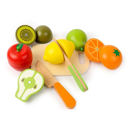 Wooden Pretend Play Cutting Fruits & Vegetables – Montessori Kitchen Toy