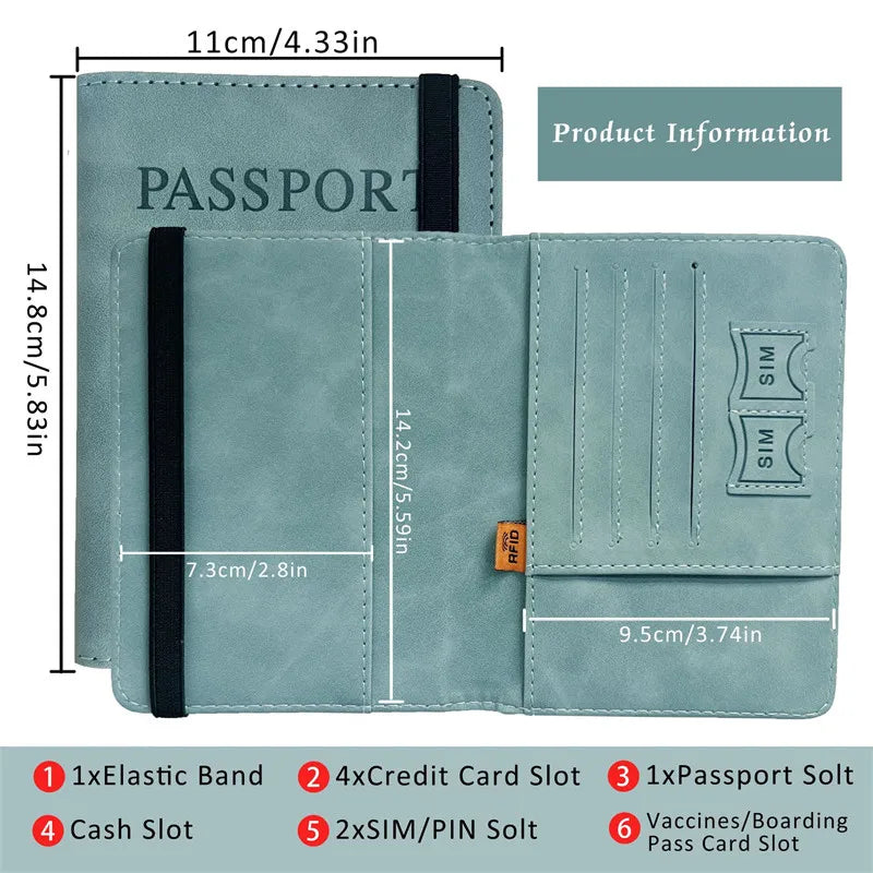 RFID Vintage Passport Holder – Multi-Function Travel Wallet