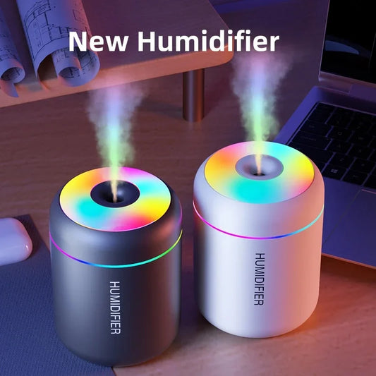 180ML Mini Air Humidifier - USB Electric Aroma Diffuser & Essential Oil Purifier with LED Lights for Car, Home & Bedroom