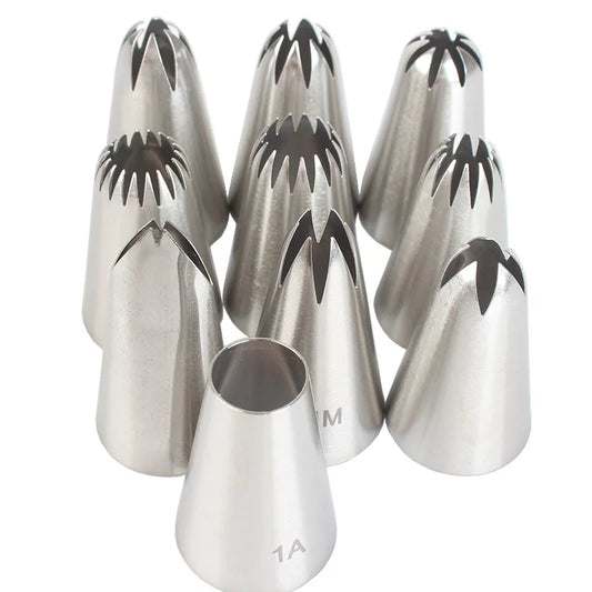 10pcs Stainless Steel Piping Nozzles Set