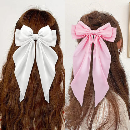 Elegant Bow Ribbon Hair Clip Set – Stylish Satin Hair Accessories