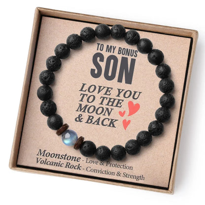 Volcanic Rock and Moonstone Beaded Bracelet – Unique Strength Bracelet for Men