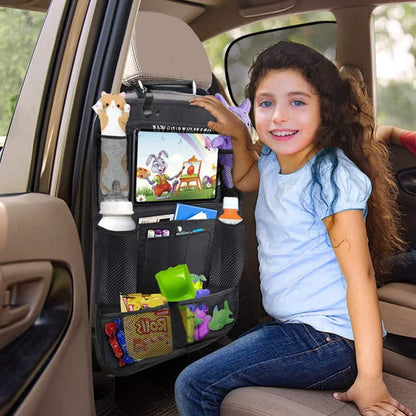 Car Back Seat Organizer with Touch Screen Tablet Holder – Travel Storage Protector