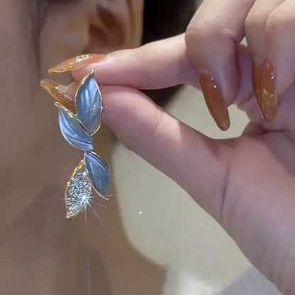 Grey Leaf Stud Earrings