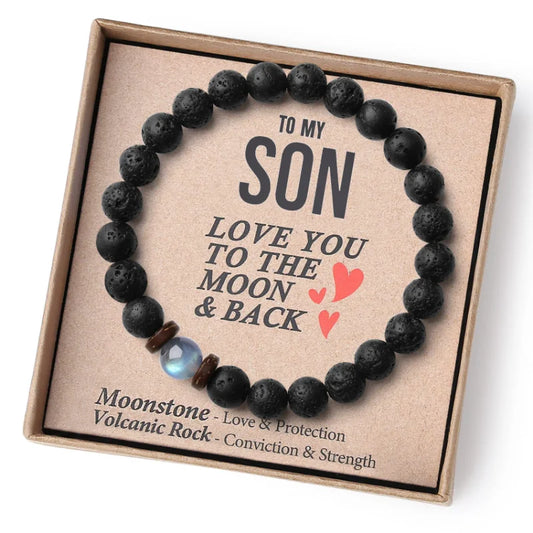 Volcanic Rock and Moonstone Beaded Bracelet – Unique Strength Bracelet for Men