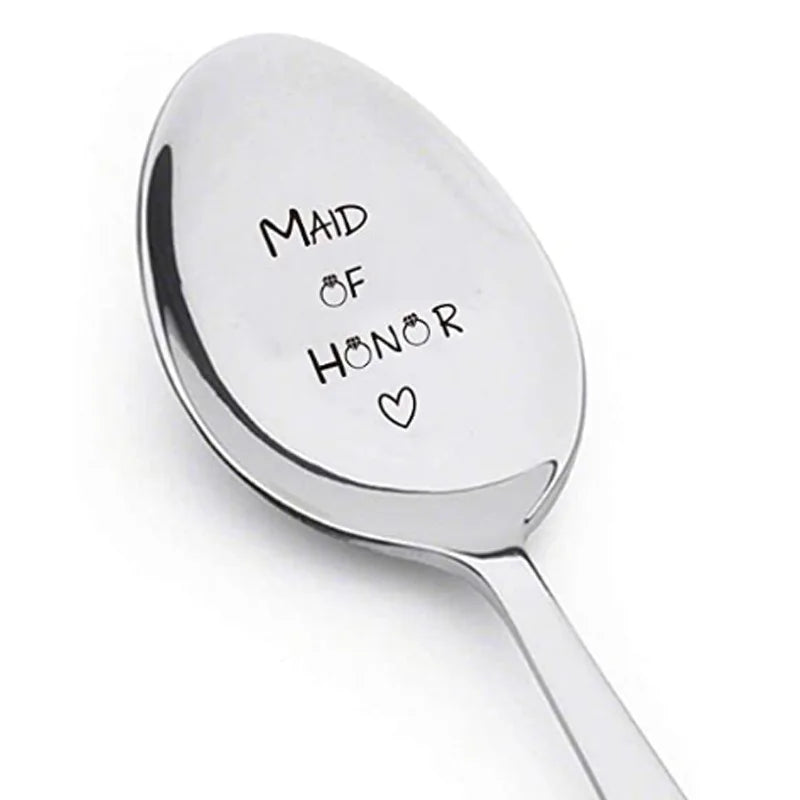 Valentine's Day Gift Stainless Steel Milk & Coffee Spoons – Love Letter Wedding Souvenirs & Anniversary Gift