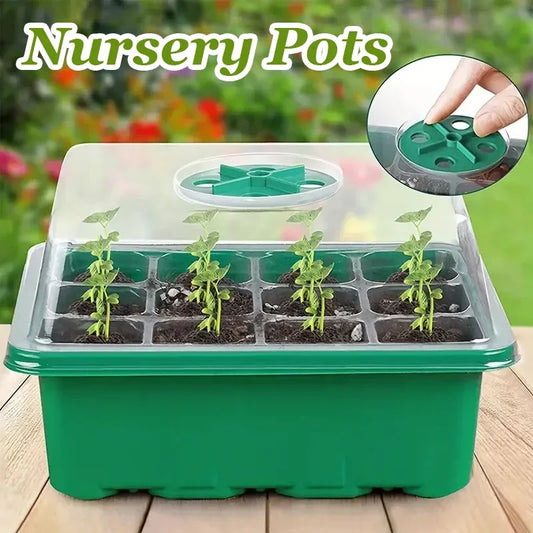 12-Hole Seedling Box – Gardening Grow Box with Breathable Clear Cover