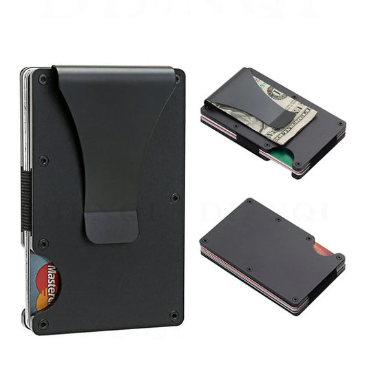 Slim RFID-Blocking Metal Wallet for Men - Front Pocket Wallet with Money Clip