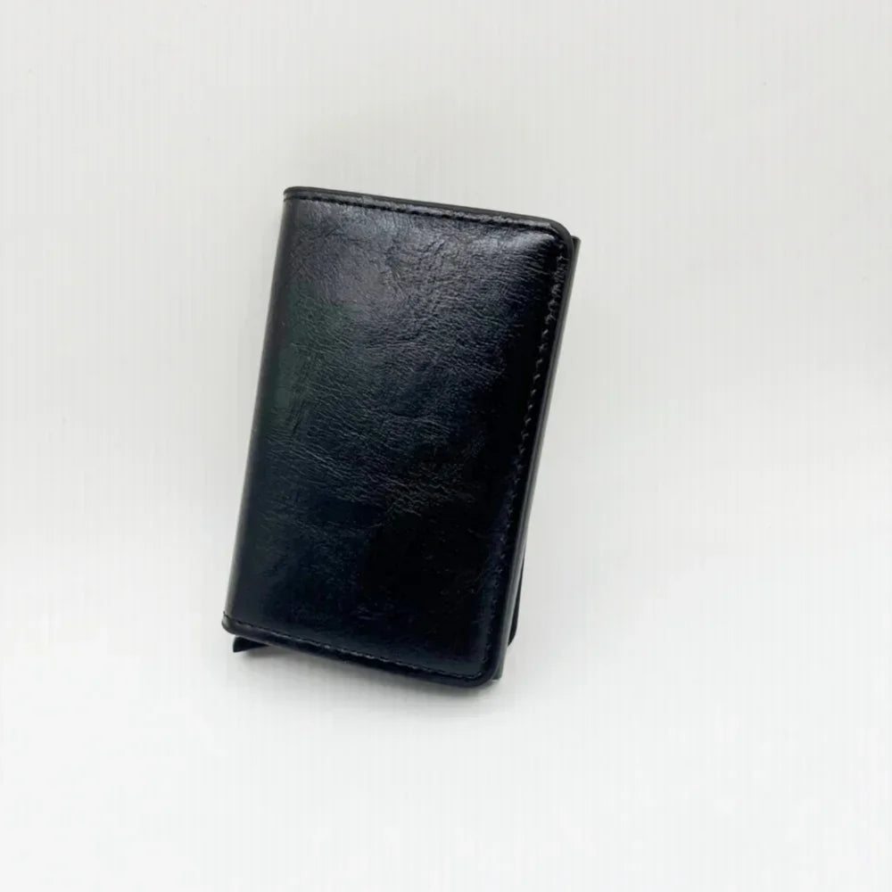 Men's & Women's Carbon Fiber PU Wallet - Anti-Theft Card Holder with Metal Box