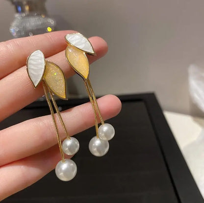 Grey Leaf Stud Earrings