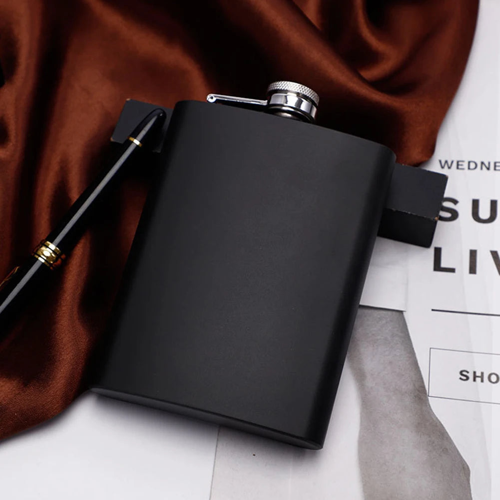 6/8oz Black Stainless Steel Hip Flask