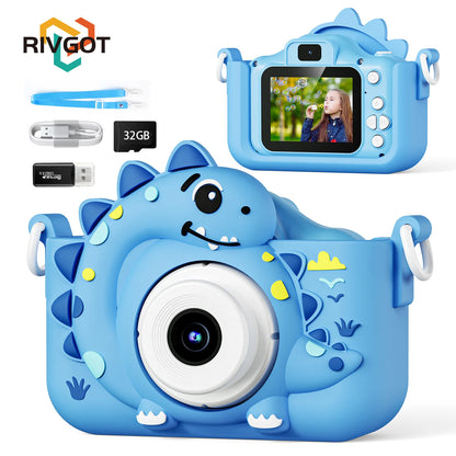 Kids Digital Cartoon Dinosaur Camera – 1080P HD with 32GB Card