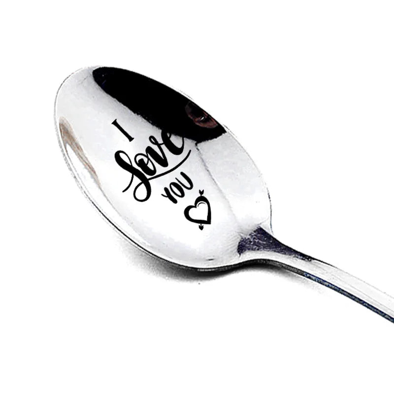 Valentine's Day Gift Stainless Steel Milk & Coffee Spoons – Love Letter Wedding Souvenirs & Anniversary Gift