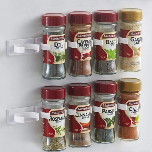 2pcs Plastic Kitchen Jar Rack – Wall-Mounted Spice Bottle Holder