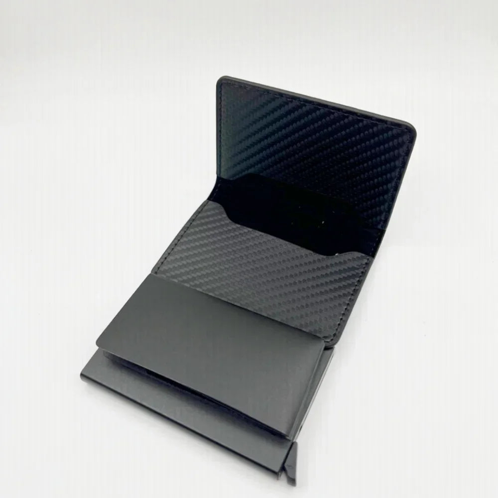 Men's & Women's Carbon Fiber PU Wallet - Anti-Theft Card Holder with Metal Box