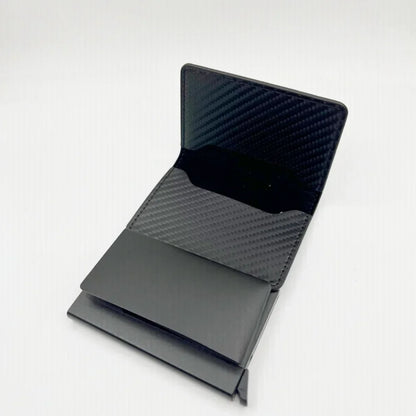 Men's & Women's Carbon Fiber PU Wallet - Anti-Theft Card Holder with Metal Box