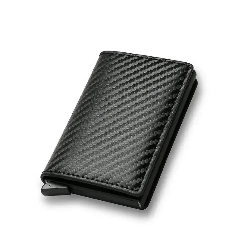 Men's & Women's Carbon Fiber PU Wallet - Anti-Theft Card Holder with Metal Box