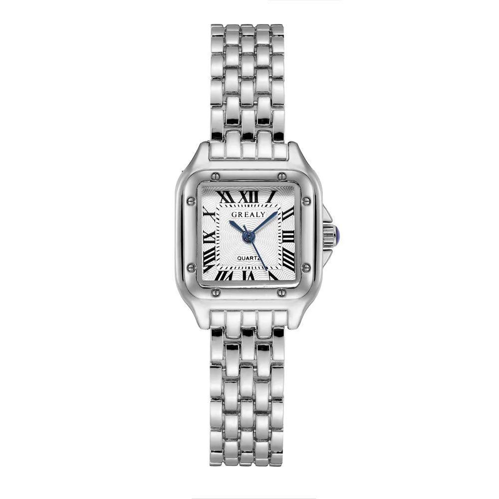 Women's Fashion Square Watch – Gold Alloy Strap Luxury Quartz Wristwatch