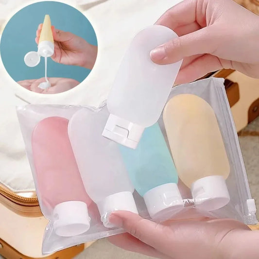 4Pcs/Set 60ml Refillable Silicone Lotion Bottles – Portable Travel Squeeze Tubes