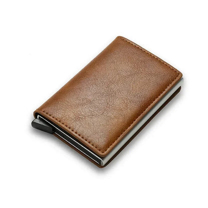 Men's & Women's Carbon Fiber PU Wallet - Anti-Theft Card Holder with Metal Box