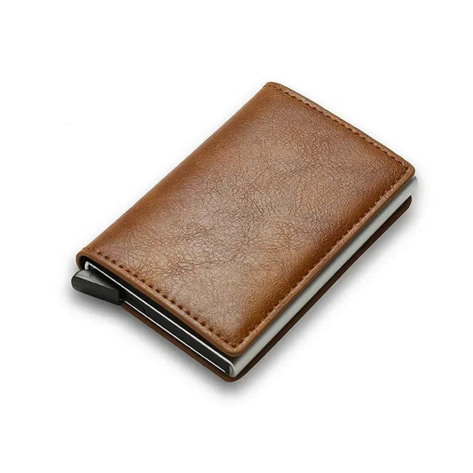 Men's & Women's Carbon Fiber PU Wallet - Anti-Theft Card Holder with Metal Box