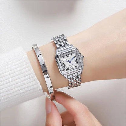 Women's Fashion Square Watch – Gold Alloy Strap Luxury Quartz Wristwatch