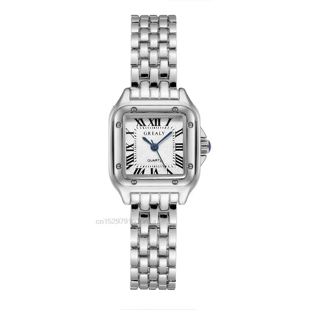 Women's Fashion Square Watch – Gold Alloy Strap Luxury Quartz Wristwatch