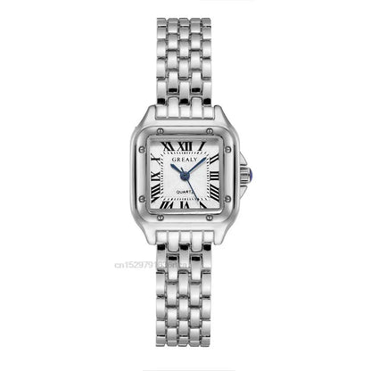 Women's Fashion Square Watch – Gold Alloy Strap Luxury Quartz Wristwatch