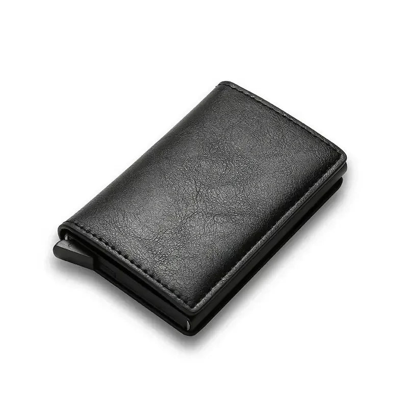 Men's & Women's Carbon Fiber PU Wallet - Anti-Theft Card Holder with Metal Box