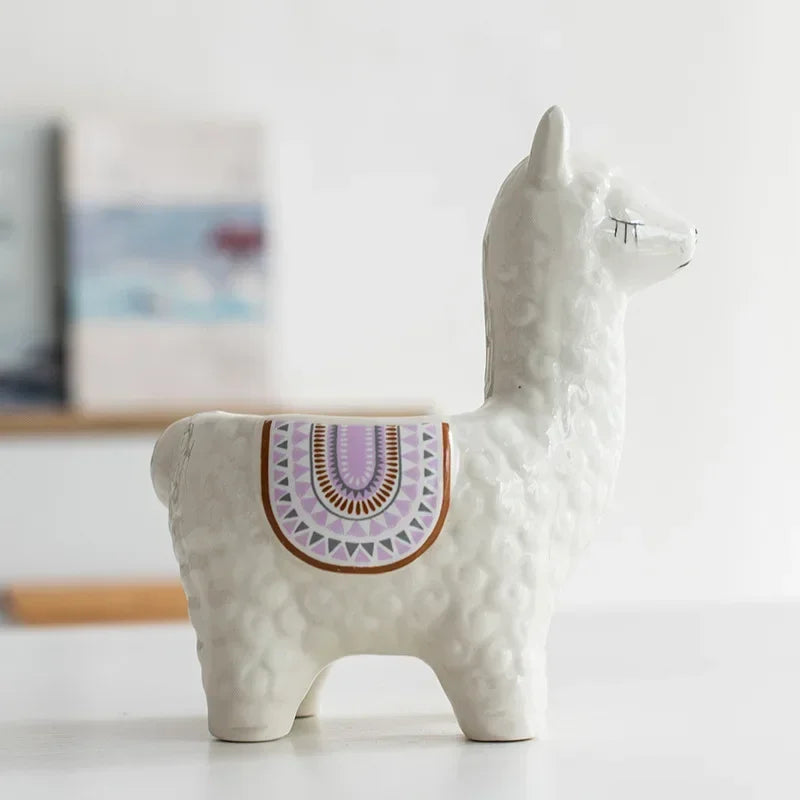 Cartoon Cute Alpaca Ceramic Succulent Flower Pot – Creative Decorative Gift