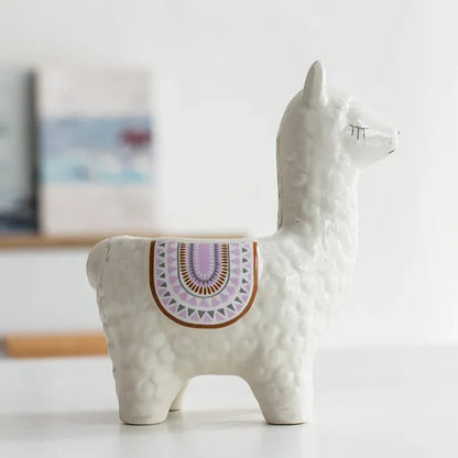 Cartoon Cute Alpaca Ceramic Succulent Flower Pot – Creative Decorative Gift