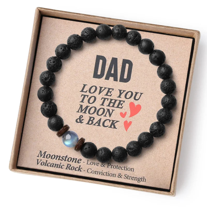 Volcanic Rock and Moonstone Beaded Bracelet – Unique Strength Bracelet for Men