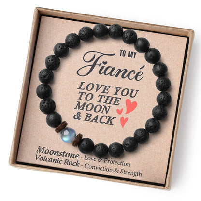 Volcanic Rock and Moonstone Beaded Bracelet – Unique Strength Bracelet for Men
