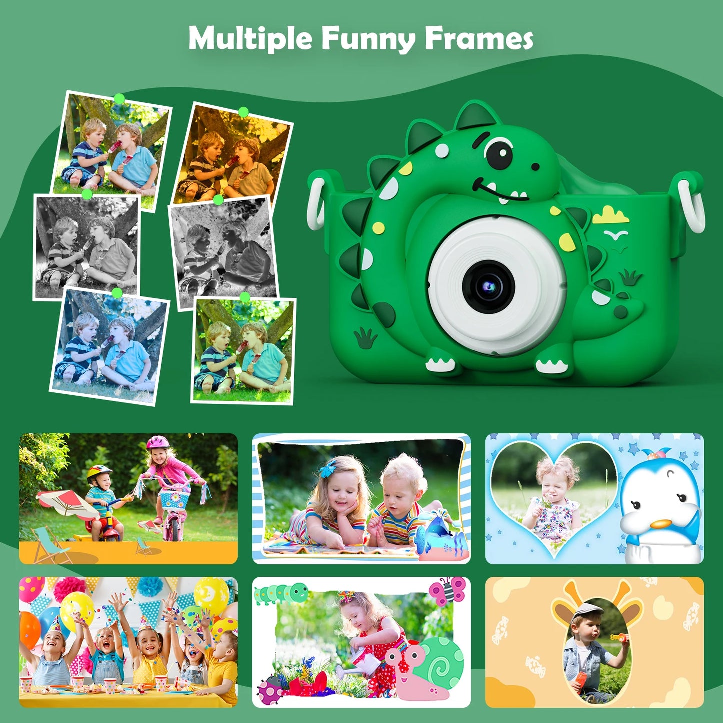 Kids Digital Cartoon Dinosaur Camera – 1080P HD with 32GB Card