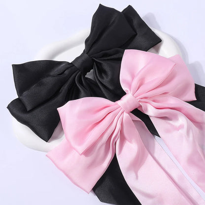 Elegant Bow Ribbon Hair Clip Set – Stylish Satin Hair Accessories