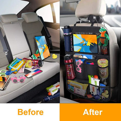 Car Back Seat Organizer with Touch Screen Tablet Holder – Travel Storage Protector